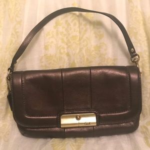 Coach Bronze Leather wristlet/clutch